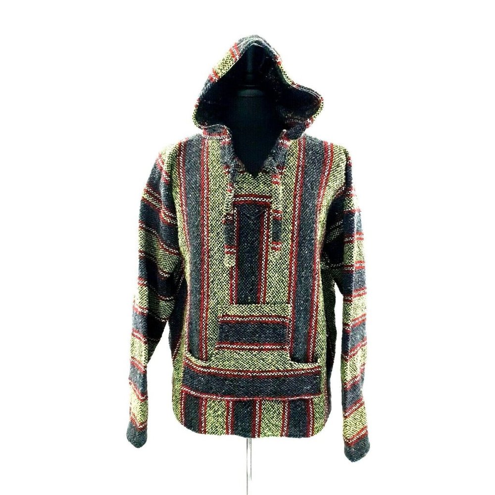 Mexican Baja Hoodie Mens XL Jumper Festival Hippie Boho Holiday Artesanias Vega - Picture 1 of 10